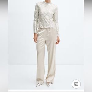 NWT Satin pants with elastic waist